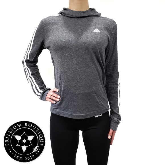 adidas Tops - Adidas Climalite Women's Jersey Hoodie Heather Black XS NWT